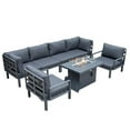 thumbnail image 1 of LeisureMod Hamilton Modern 7-Peice Modular Outdoor Sectional Aluminum Patio Conversation Set with Fire Pit Table & Black Cushions, 1 of 22