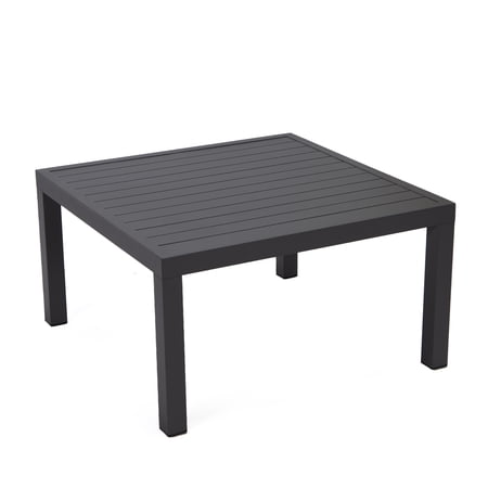 LeisureMod Hamilton Modern Outdoor Patio Aluminum Coffee Table in Black