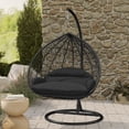thumbnail image 1 of LeisureMod Hanging Swing Chair Two-Person Seater Egg Chair Black Frame in Teardrop Design with Armrest Removable Zippered Washable Polyester Cushion Cover for Indoor and Patio Recluse Collection, 1 of 11