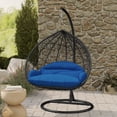 thumbnail image 1 of LeisureMod Hanging Swing Chair Two-Person Seater Egg Chair Black Frame in Teardrop Design with Armrest Removable Zippered Washable Polyester Cushion Cover for Indoor and Patio Recluse Collection, 1 of 11
