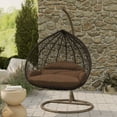 thumbnail image 1 of LeisureMod Hanging Swing Chair Two-Person Seater Egg Chair Brown Frame in Teardrop Design with Armrest Removable Zippered Washable Polyester Cushion Cover for Indoor and Patio Recluse Collection, 1 of 11