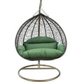 thumbnail image 1 of LeisureMod Hanging Swing Chair Two-Person Seater Egg Chair Brown Frame in Teardrop Design with Armrest Removable Zippered Washable Polyester Cushion Cover for Indoor and Patio Recluse Collection, 1 of 10