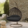 thumbnail image 1 of LeisureMod Hanging Swing Chair Two-Person Seater Egg Chair Brown Frame in Teardrop Design with Armrest Removable Zippered Washable Polyester Cushion Cover for Indoor and Patio Recluse Collection, 1 of 11