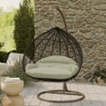 thumbnail image 1 of LeisureMod Hanging Swing Chair Two-Person Seater Egg Chair Brown Frame in Teardrop Design with Armrest Removable Zippered Washable Polyester Cushion Cover for Indoor and Patio Recluse Collection, 1 of 11