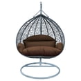 thumbnail image 1 of LeisureMod Hanging Swing Chair Two-Person Seater Egg Chair Grey Frame in Teardrop Design with Armrest Removable Zippered Washable Polyester Cushion Cover for Indoor and Patio Recluse Collection, 1 of 11
