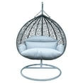 thumbnail image 1 of LeisureMod Hanging Swing Chair Two-Person Seater Egg Chair Grey Frame in Teardrop Design with Armrest Removable Zippered Washable Polyester Cushion Cover for Indoor and Patio Recluse Collection, 1 of 11