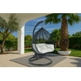 thumbnail image 1 of LeisureMod Hanging Swing Chair Two-Person Seater Teardrop Design Weave Pattern in Black Stainless Steel Frame with Removable Cushion for Indoor and Outdoor Recluse Collection in White, 1 of 10