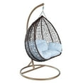 thumbnail image 1 of LeisureMod Hanging Swing Chair Two-Person Seater Teardrop Design Weave Pattern in Brown Stainless Steel Frame with Removable Cushion for Indoor and Outdoor Recluse Collection in Light Grey, 1 of 8
