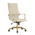 thumbnail image 1 of LeisureMod Harris Mid-Century Modern High-Back Leather Swivel Office Chair in Tan, 1 of 4