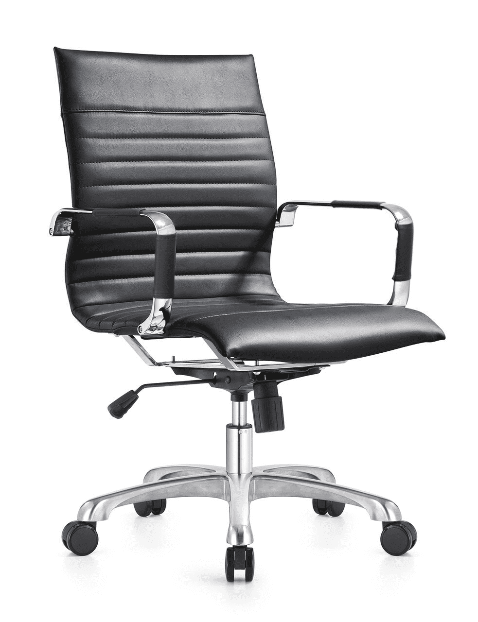 LeisureMod Harris Modern Adjustable Swivel Leather Task Office Chair with Tilt and Ergonomic Design, Black