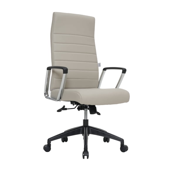 LeisureMod Hilton Modern High Back Leather Conference Office Chair With Adjustable Height & Swivel In Tan
