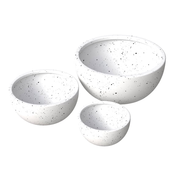 LeisureMod Iris 3-Piece Fiberstone Round Planter Set in White