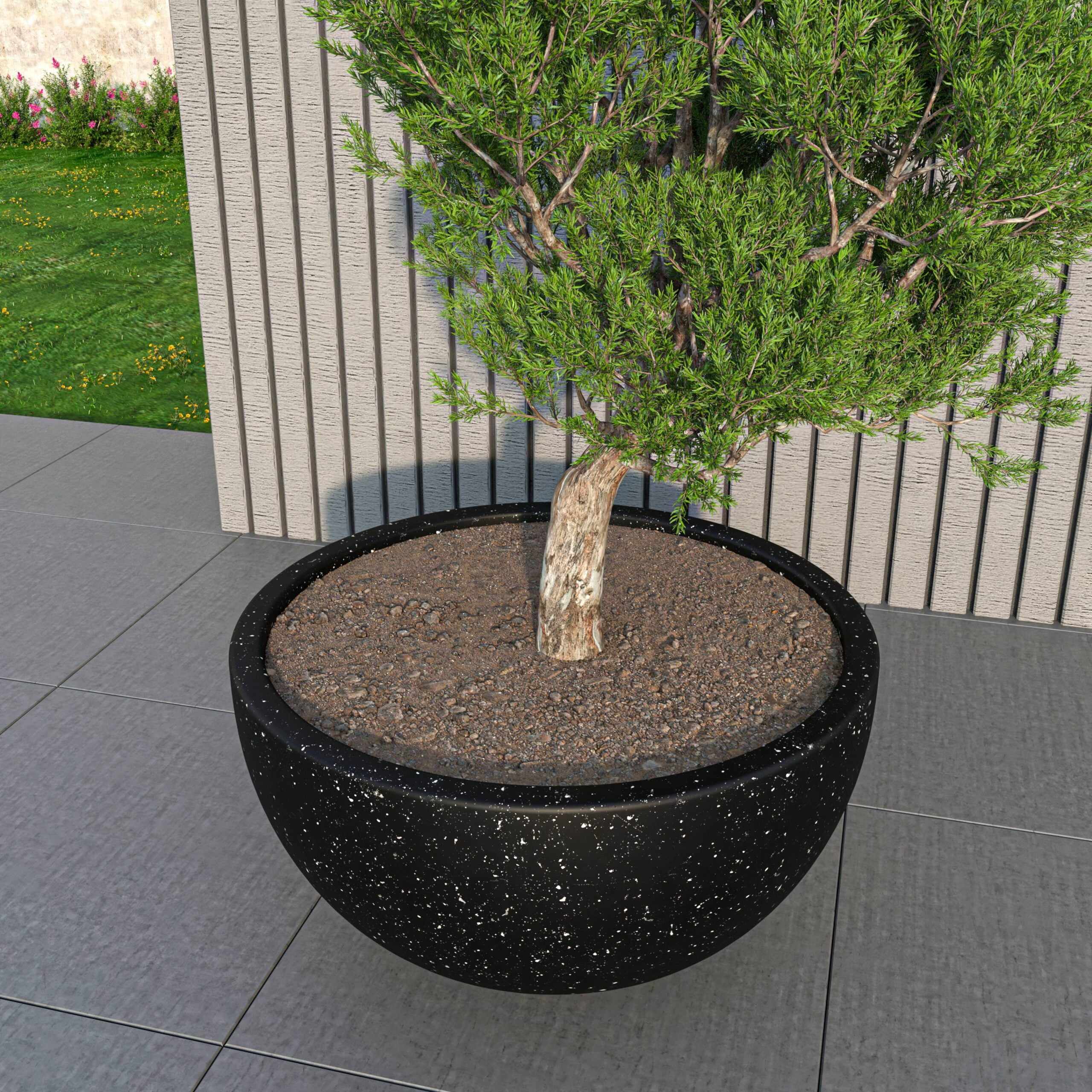 Flora Clay Round Metal Planters Handmade & Lightweight, Outdoor with Drainage