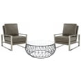 thumbnail image 1 of LeisureMod Jefferson Modern 3-Piece Leather Arm Chair with Round Coffee Table Living Room Set with Silver Steel Frame (Grey), 1 of 13