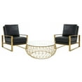 thumbnail image 1 of LeisureMod Jefferson Modern 3-Piece Living Room Set with 2 Leather Arm Chair and Round Coffee Table with Brushed Gold Frame (Black), 1 of 13