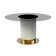 thumbnail image 1 of LeisureMod Jexis 60" Mid-Century Modern Round Dining Table with Glass/Sintered Stone Top and White/Gold Stainless Steel Pedestal Base for Kitchen and Dining Room (Clear), 1 of 9