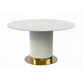 thumbnail image 1 of LeisureMod Jexis 60" Mid-Century Modern Round Dining Table with Glass/Sintered Stone Top and White/Gold Stainless Steel Pedestal Base for Kitchen and Dining Room (White/Gold), 1 of 6