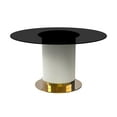 thumbnail image 1 of LeisureMod Jexis 71" Mid-Century Modern Round Dining Table with Glass Tabletop and White/Gold Stainless Steel Pedestal Base for Kitchen and Dining Room (Black), 1 of 10