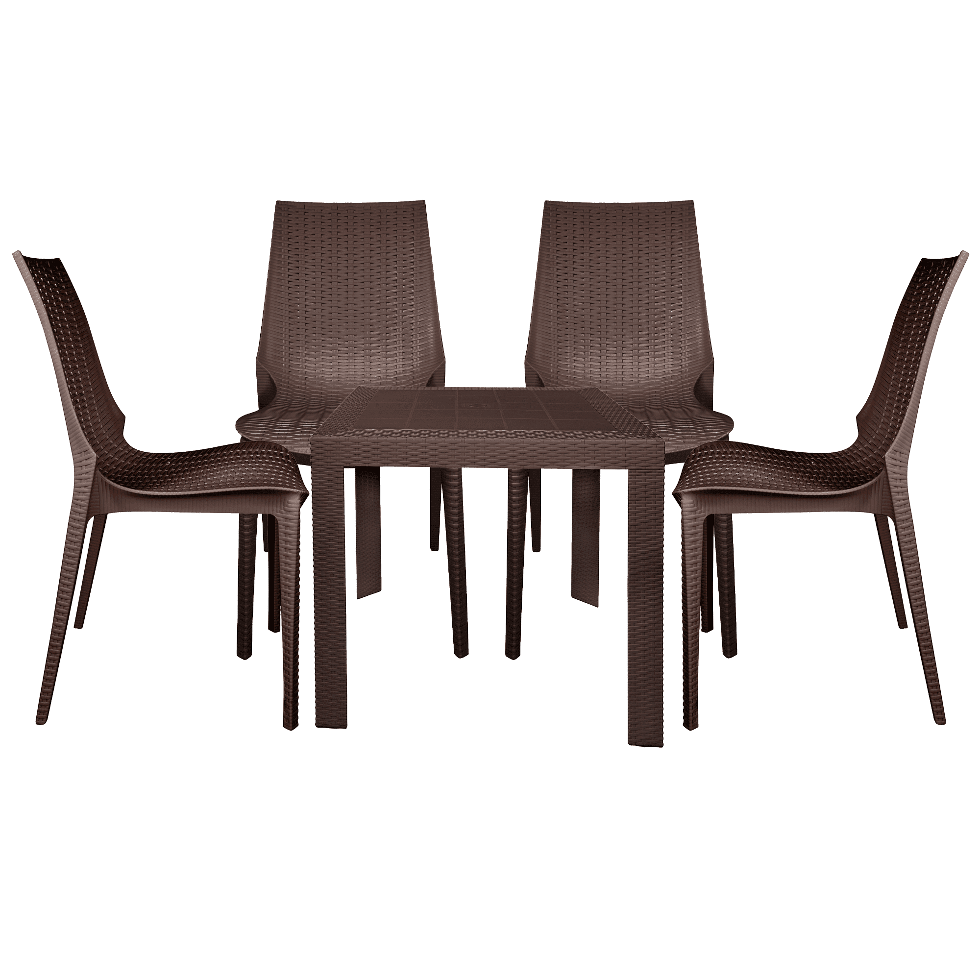 Kent Brown 5-Piece Plastic Square Outdoor Dining Set with Stackable Chairs