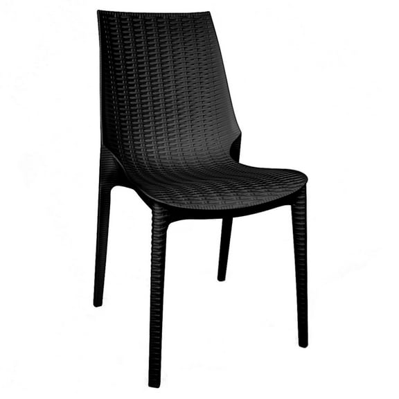 LeisureMod Kent Modern Outdoor Dining Chair in Black