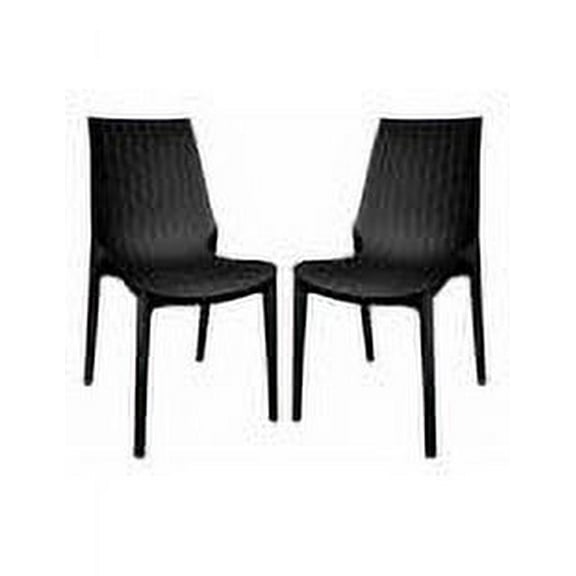 LeisureMod Kent Modern Outdoor Dining Chairs Set of 2 in Black