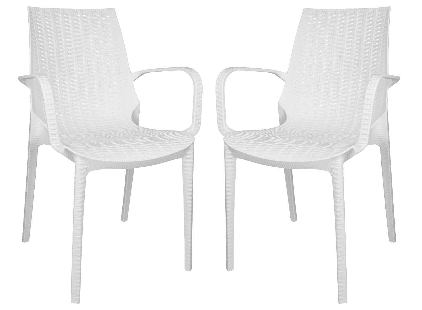Kent Modern White Polypropylene Outdoor Dining Chair Set