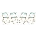 thumbnail image 1 of LeisureMod Lawrence Acrylic Folding Chair Gold Metal Frame 4 Set in Jade Green, 1 of 11