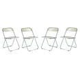 thumbnail image 1 of LeisureMod Lawrence Modern Acrylic Folding Chair With Metal Frame Set of 4 in Amber, 1 of 10