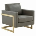 thumbnail image 1 of LeisureMod Lincoln Modern Mid-Century Upholstered Leather Accent Armchair with Gold Frame, Grey, 1 of 6