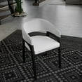 thumbnail image 1 of LeisureMod Leather Dining Arm Chair with Rubberwood Legs and U-Shaped Open Back Design Accent Kitchen Chair for Modern Home Cali Collection, White Set of 2, 1 of 12