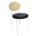 thumbnail image 1 of LeisureMod Leather Dining Chair Armless Rattan Back Side Chair Modern Accent Chair Comfortable Padded Seat Kitchen Chair with Powder-Coated Stainless Steel White Base Euston Collection in Charcoal, 1 of 7