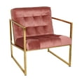 thumbnail image 1 of LeisureMod Lexington Fabric Upholstered and Button Tufted Accent Chair Armchair With Gold Frame in Royal Rose, 1 of 6
