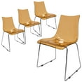 thumbnail image 1 of LeisureMod Lima Acrylic Chrome Finish Steel Frame, Stackable Accent Side Chair for Kitchen and Dining Room, Set of 4 (Amber), 1 of 6