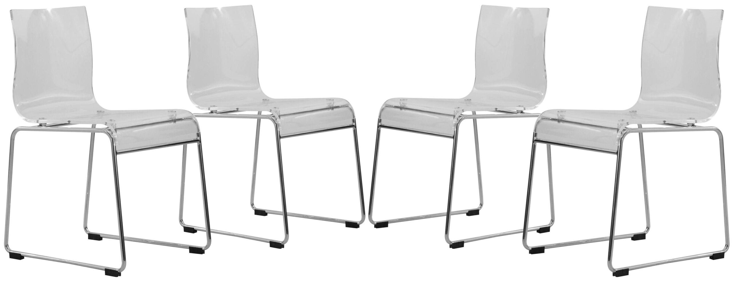 Lima 33" High Clear Acrylic and Chrome Minimalist Side Chair