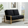 thumbnail image 1 of LeisureMod Loveseat Upholstered in Velvet with Gold Stainless Steel Sled Base and Removable Cushions for Modern Home, Living Room, Offices Jefferson Collection in Black, 1 of 9