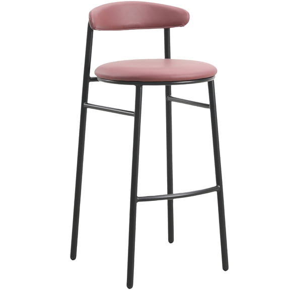 LeisureMod Lume Series Modern Bar Stool Upholstered in Polyester Contemporary Accent Kitchen Counter Stool for Dining Room and Kitchen in Burgundy