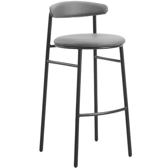 LeisureMod Lume Series Modern Bar Stool Upholstered in Polyester Contemporary Accent Kitchen Counter Stool for Dining Room and Kitchen in Charcoal
