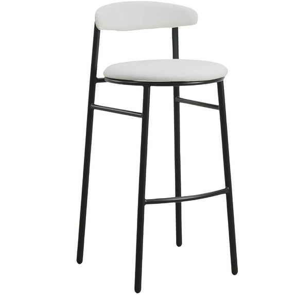LeisureMod Lume Series Modern Bar Stool Upholstered in Polyester Contemporary Accent Kitchen Counter Stool for Dining Room and Kitchen in Grey