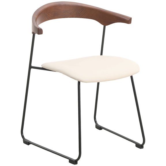 LeisureMod Lyra Series Modern Dining Chair in Upholstered Faux Leather Accent Side Chair with Metal Legs for Dining Room Kitchen in Walnut/Taupe