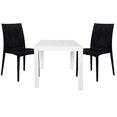 thumbnail image 1 of LeisureMod Mace Mid-Century 3-Piece Outdoor Dining Set Stackable Chairs with Square Table, Stylish and Comfortable Modern Weave Design Dining Set (White/Black), 1 of 14