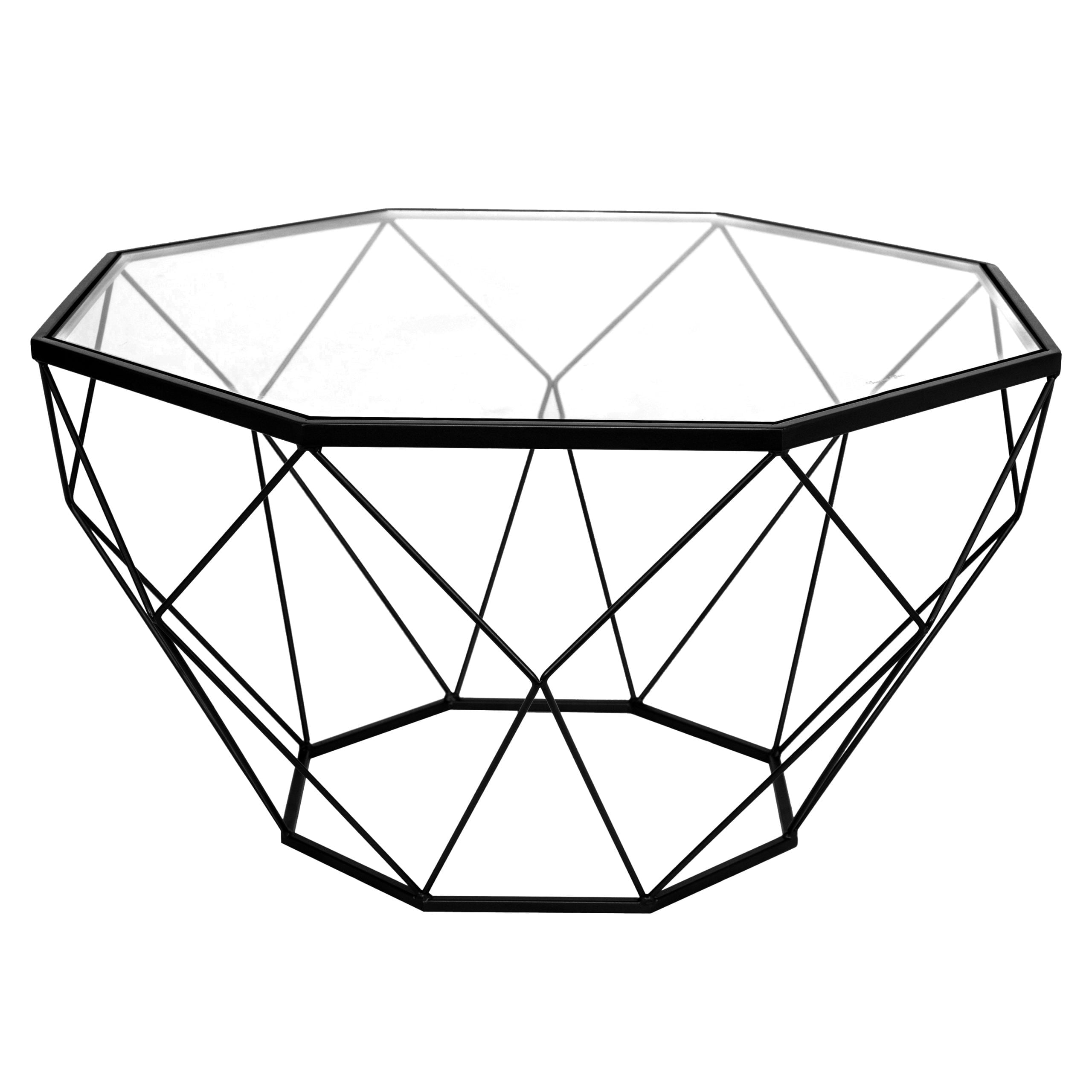 Malibu 29" Black Geometric Glass Top Coffee Table