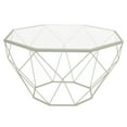 thumbnail image 1 of LeisureMod Malibu Large Modern Octagon Glass Top Coffee Table with White Metal Base – Sleek and Durable Contemporary Living Room Furniture, 1 of 8
