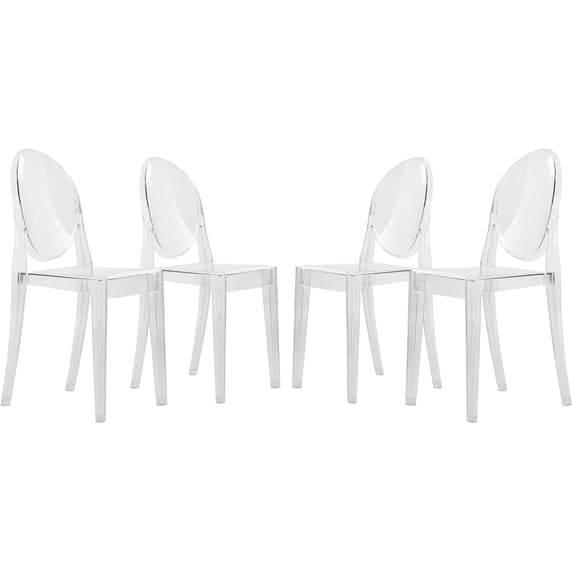 LeisureMod Marion Transparent Acrylic Modern Chair, Set of 4