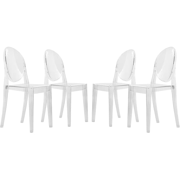 LeisureMod Marion Transparent Acrylic Modern Chair, Set of 4