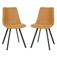 thumbnail image 1 of LeisureMod Markley Leather Dining Chair With Metal Legs Set of 2 Light Brown, 1 of 7
