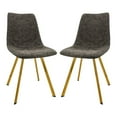 thumbnail image 1 of LeisureMod Markley Leather Dining Chair Set of 2 with Gold Legs, Upholstered Seat, Sleek Design for Kitchen, Dining Room, Office, or Café in Grey, 1 of 8