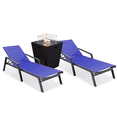 thumbnail image 1 of LeisureMod Marlin 2 Black Aluminum Lounge Armchair and Fire Pit Navy Blue, 1 of 21