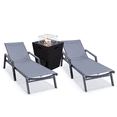 thumbnail image 1 of LeisureMod Marlin Modern Black Aluminum Outdoor Patio Chaise Lounge Chair With Arms Set of 2 with Square Fire Pit Side Table Perfect for Patio, Lawn, and Garden (Dark Grey), 1 of 21