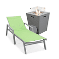 thumbnail image 1 of LeisureMod Marlin Modern Gray Aluminum Outdoor Patio Chaise Lounge Chair With Arms with Square Fire Pit Side Table Perfect for Patio, Lawn, and Garden (Green), 1 of 21