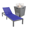 thumbnail image 1 of LeisureMod Marlin Modern Grey Aluminum Outdoor Patio Chaise Lounge Chair with Square Fire Pit Side Table Perfect for Patio, Lawn, and Garden, 1 of 21